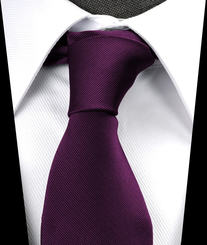 ZENXUS Extra Long Solid Tie for Men Big and Tall, Eggplant XXL Tie 70 inch - Image 2